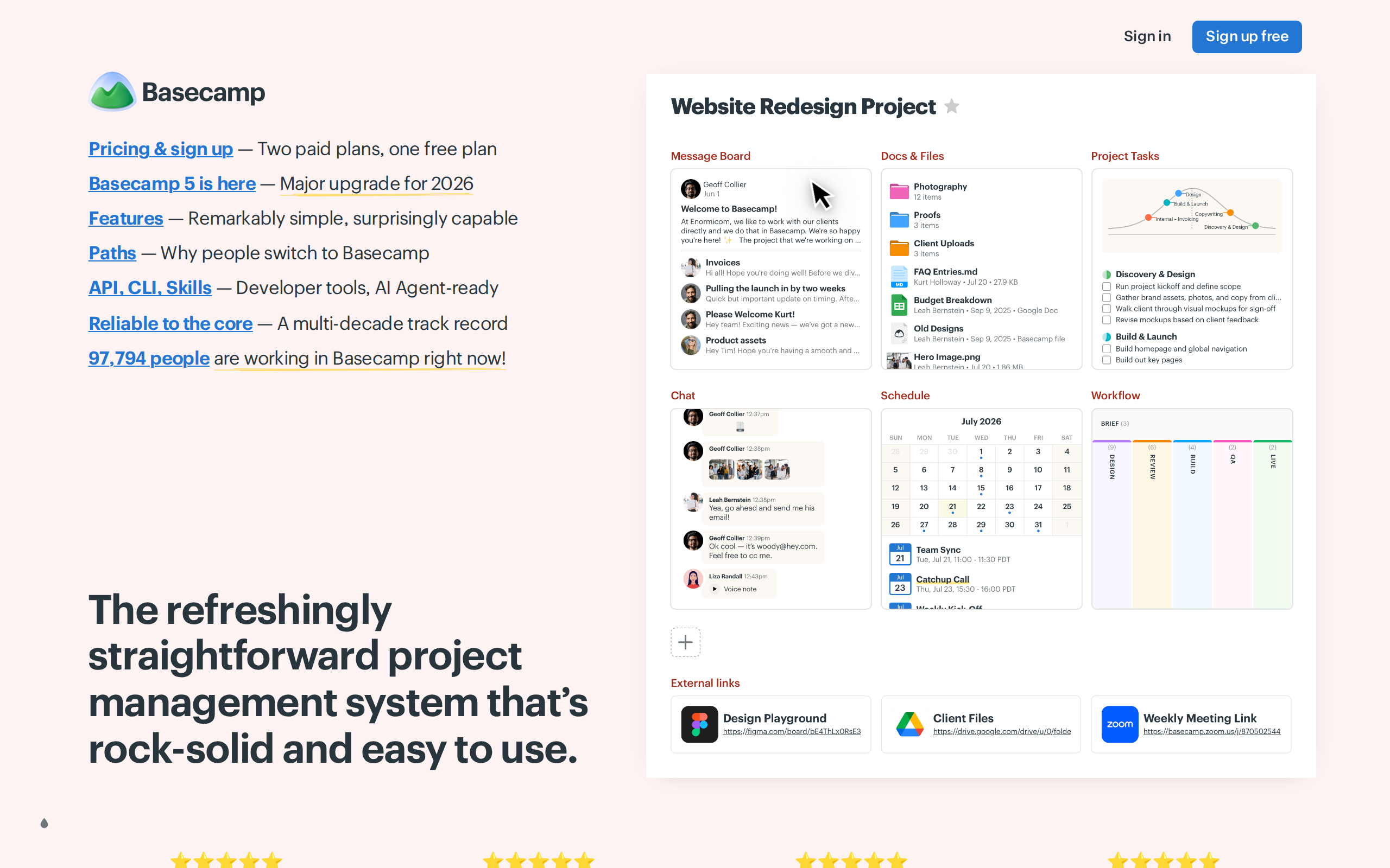 Screenshot of basecamp.com