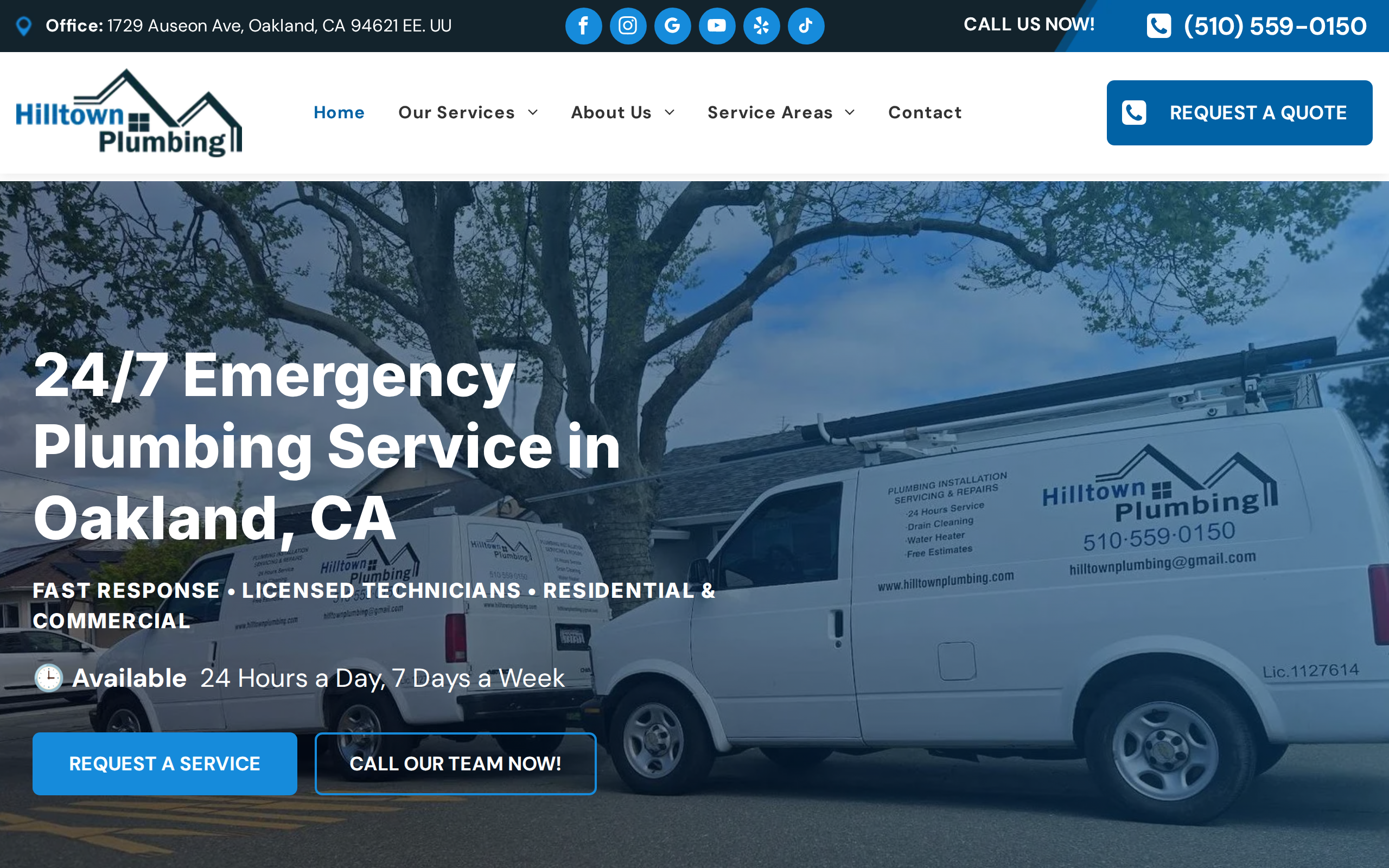 Screenshot of the Hilltown Plumbing website